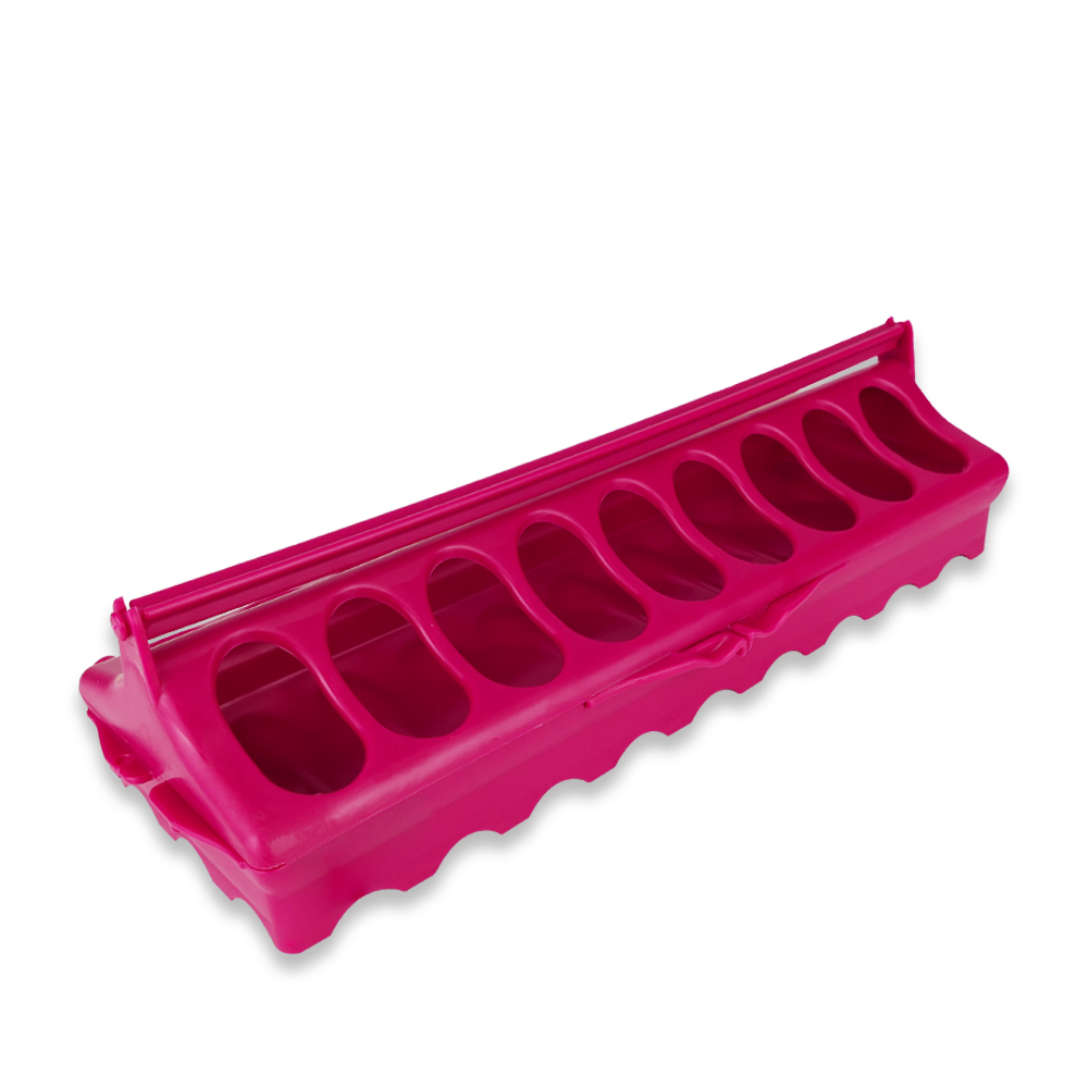 Kuikenvoerbak 30cm met anti loopstok roze Kuikenvoerbak 30cm met anti loopstok roze
